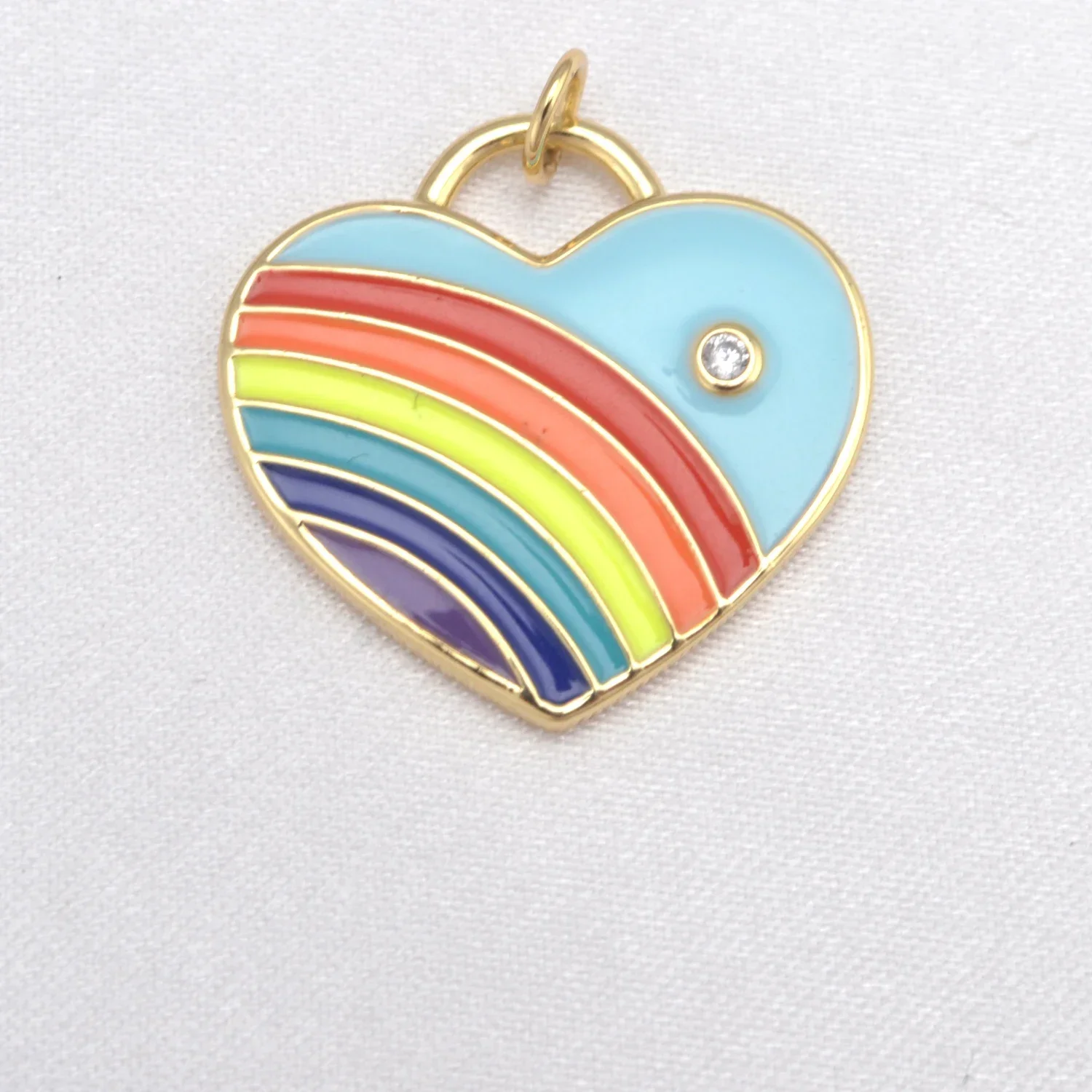 10 Pcs Colorful Enamel Pendant DIY Earring Necklace Jewelry Making Accesorios Heart Rainbow Charms for Women Brass Plated Part