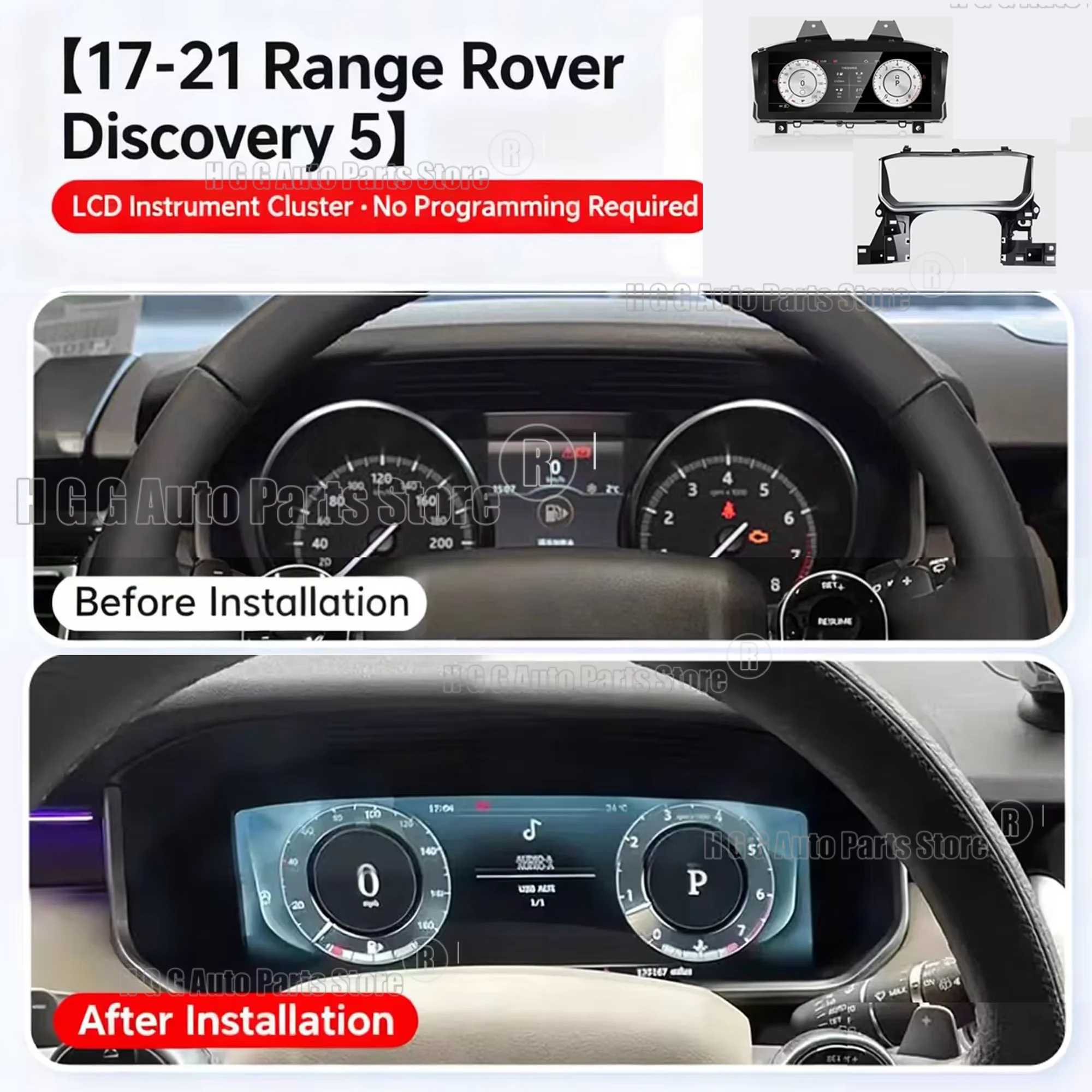 LCD Instrument PANEL For Land Rover Discovery 5 2017 - 2021 Digital Dashboard Cluster GPS Speedometer Carplay Virtual Cockpit