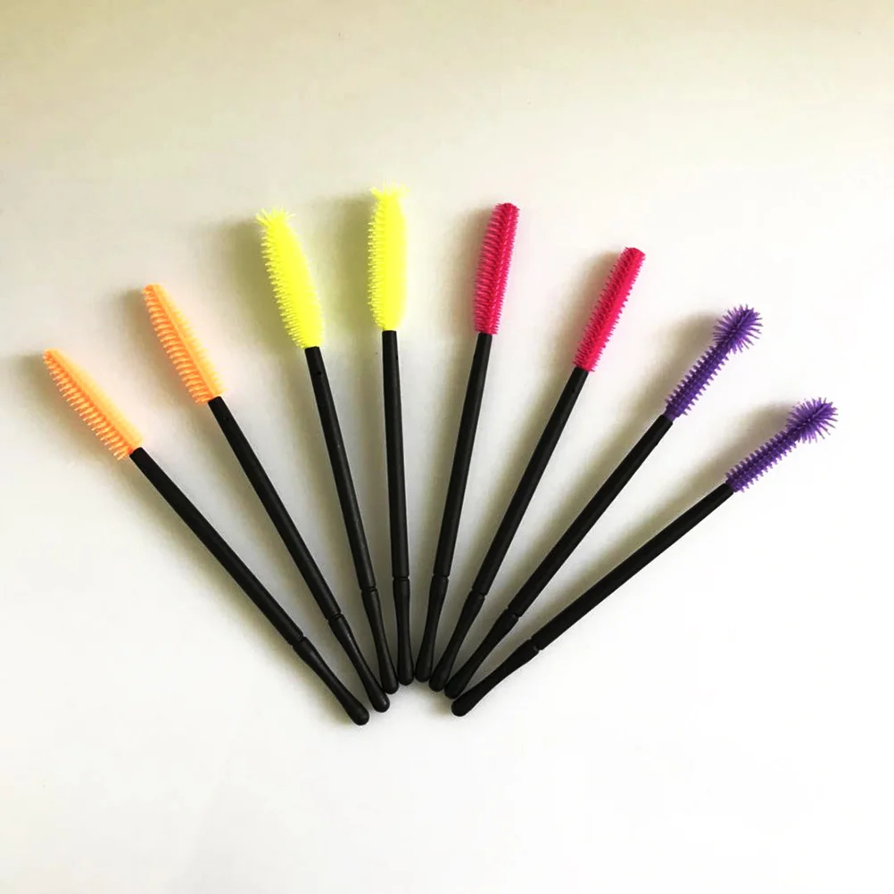 50pcs Disposable Mascara Wands Eyelash Brush Set Eyebrow Comb For Women Quick Clean Makeup Tool Rose Red