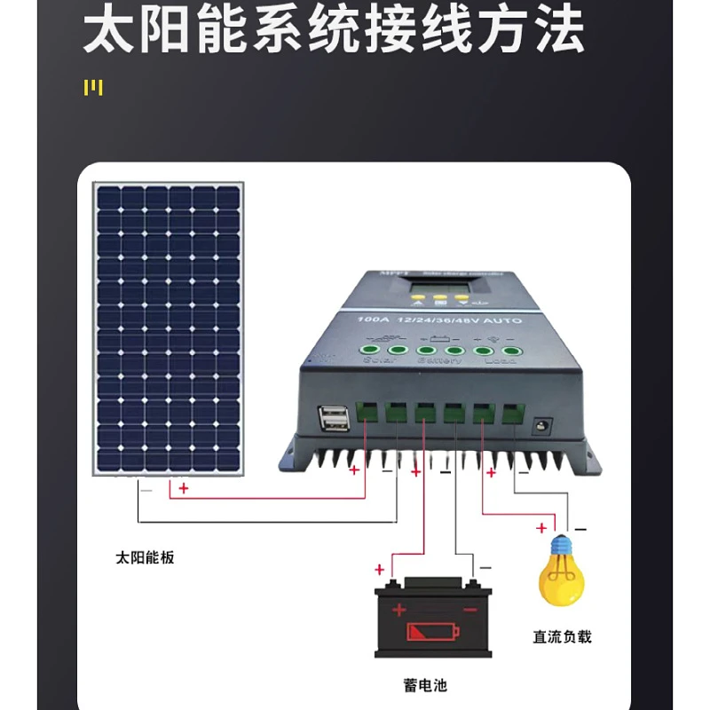 Smart MPPT Solar Charge Controller Auto Sensing 60A 80A 100A for 12V 24V 36V 48V Off-Grid Photovoltaic Systems