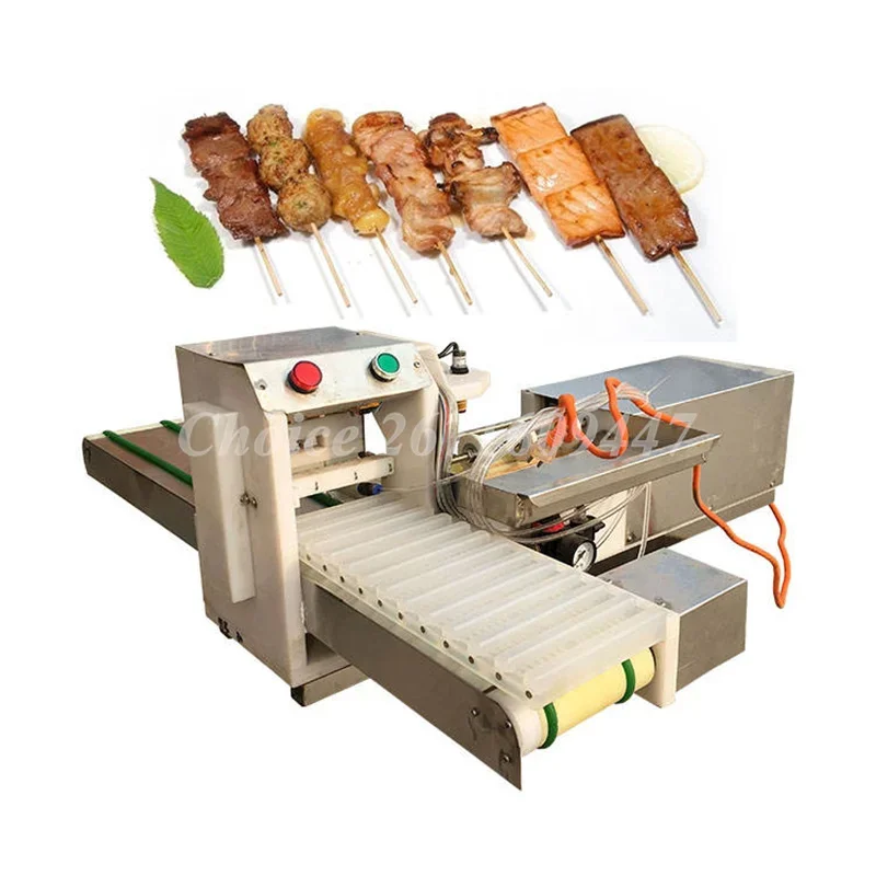 Commercial Stainless Steel Automatic Wear Meat String Lamb Skewers Machine Automatic BBQ Meat Skewer Maker String Machine