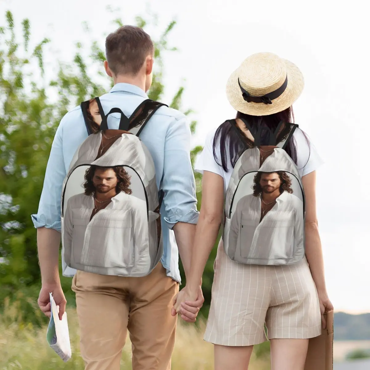 Actor Can Yaman Photo Student Backpack School Bag Hiking Travel Daypack for Boys Girls Bookbag Shoulder Bags