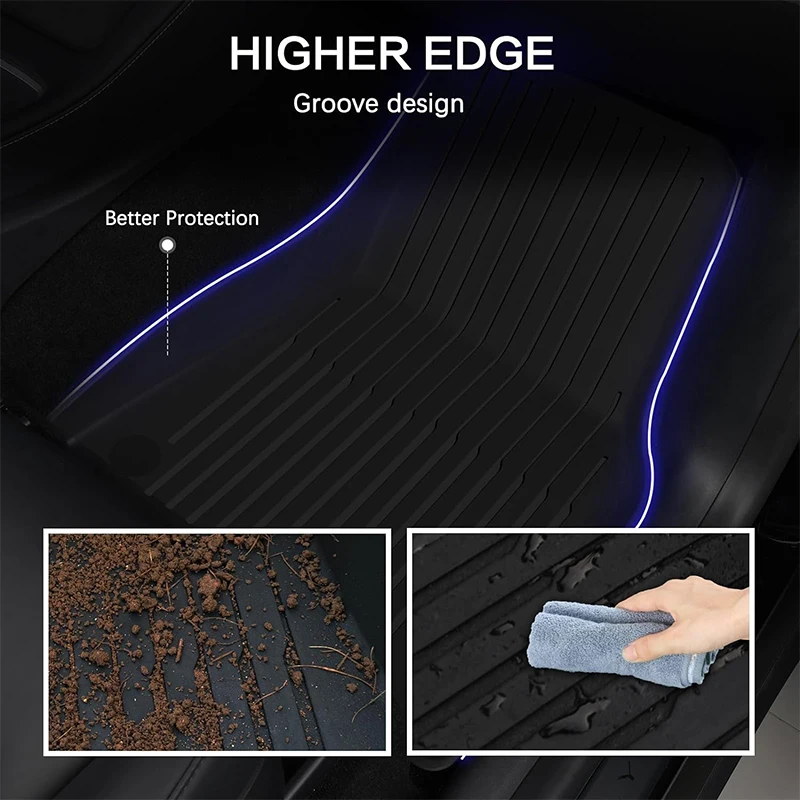 NovaAcc Tesla Model Y 3 2021 ~ 2024 용 모든 TPE 바닥 매트 왼쪽 방향타 전천후 발 패드 자동차 인테리어 자동차 액세서리 썸네일 2