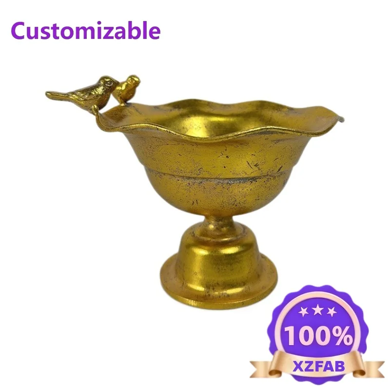 European Classical Metal Relief Vase Hotel Homestay Decoration Old Golden Flower Pot Restaurant Desktop Flower Ware Ornament