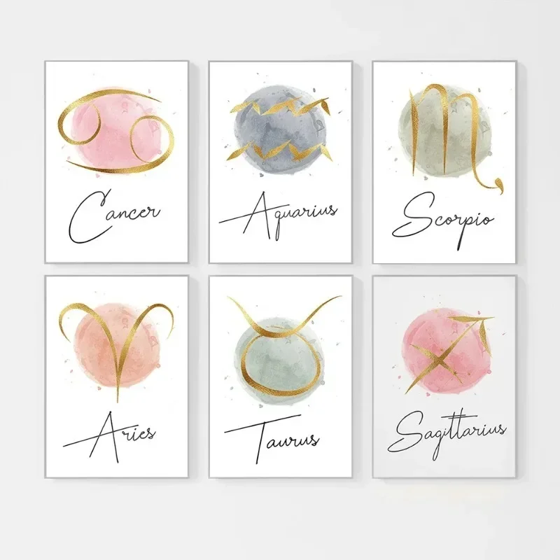 Canvas Painting Constellation Astrology Sign Poster Nursery Wall Art Abstract Prints Minimalist Kids Decor Picture