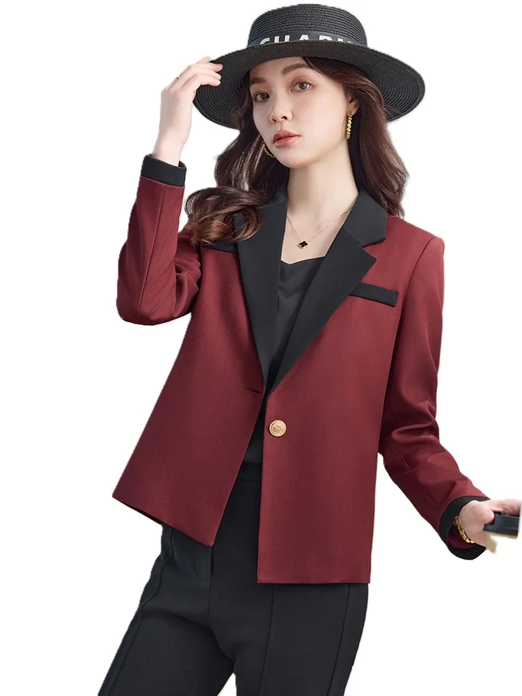 

Красно-белый повседневный женский блейзер, женская куртка, пальто