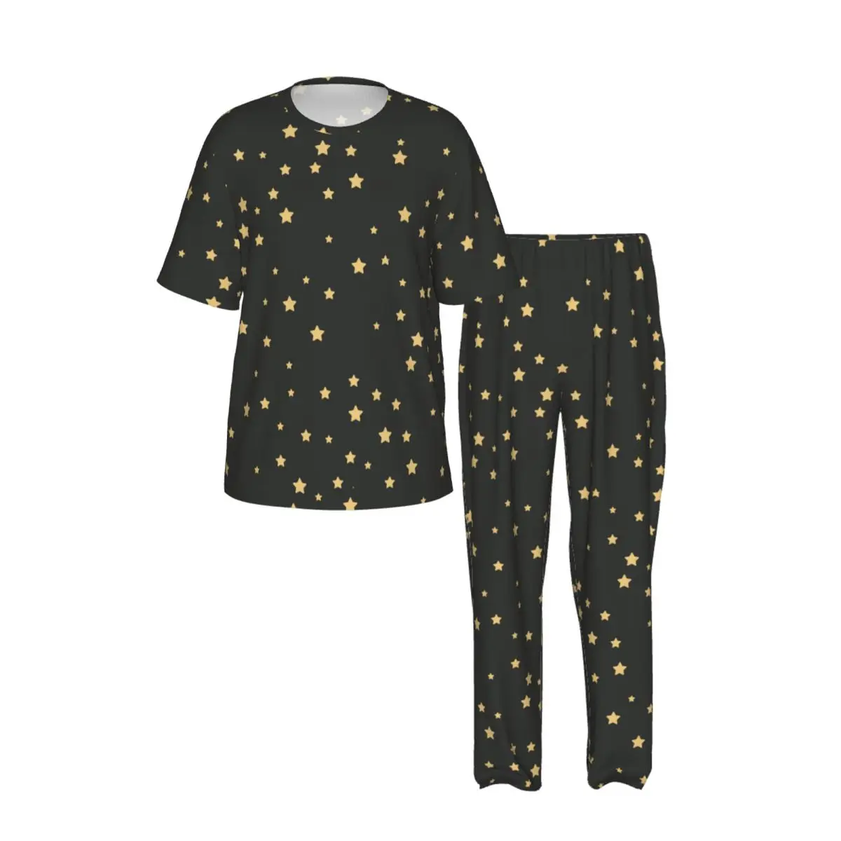 Men's short-sleeved pajamas two-piece trousers Stars Pattern home wear suit sleepwear