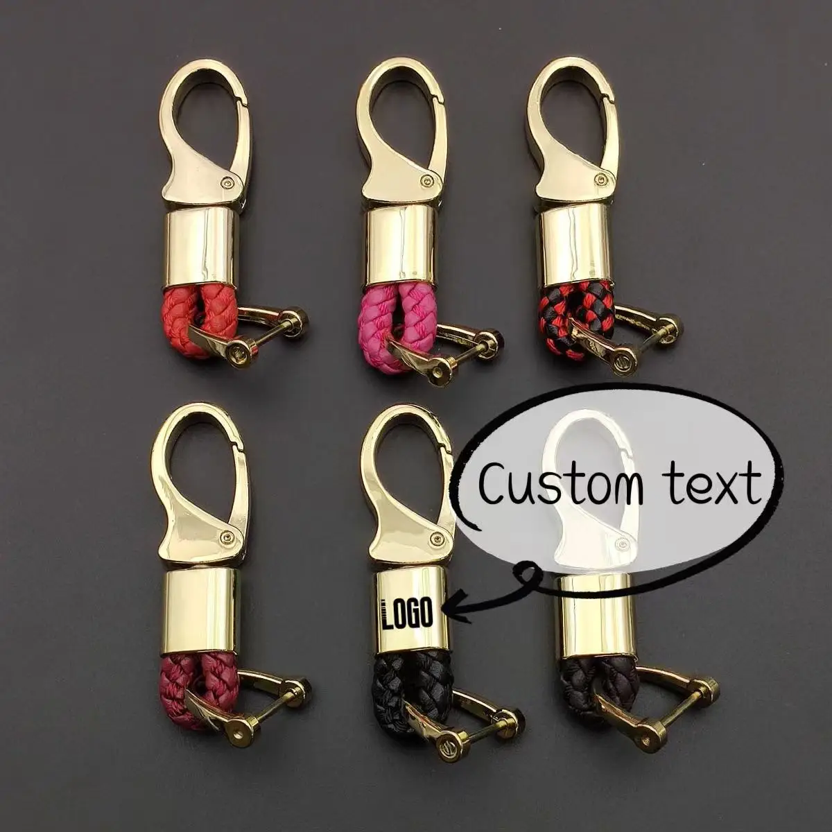 New 1pc Personalized Keychain Metal Accessories Horseshoe Buckle Braided Rope Men Women Car Key Ring Customized letter Name