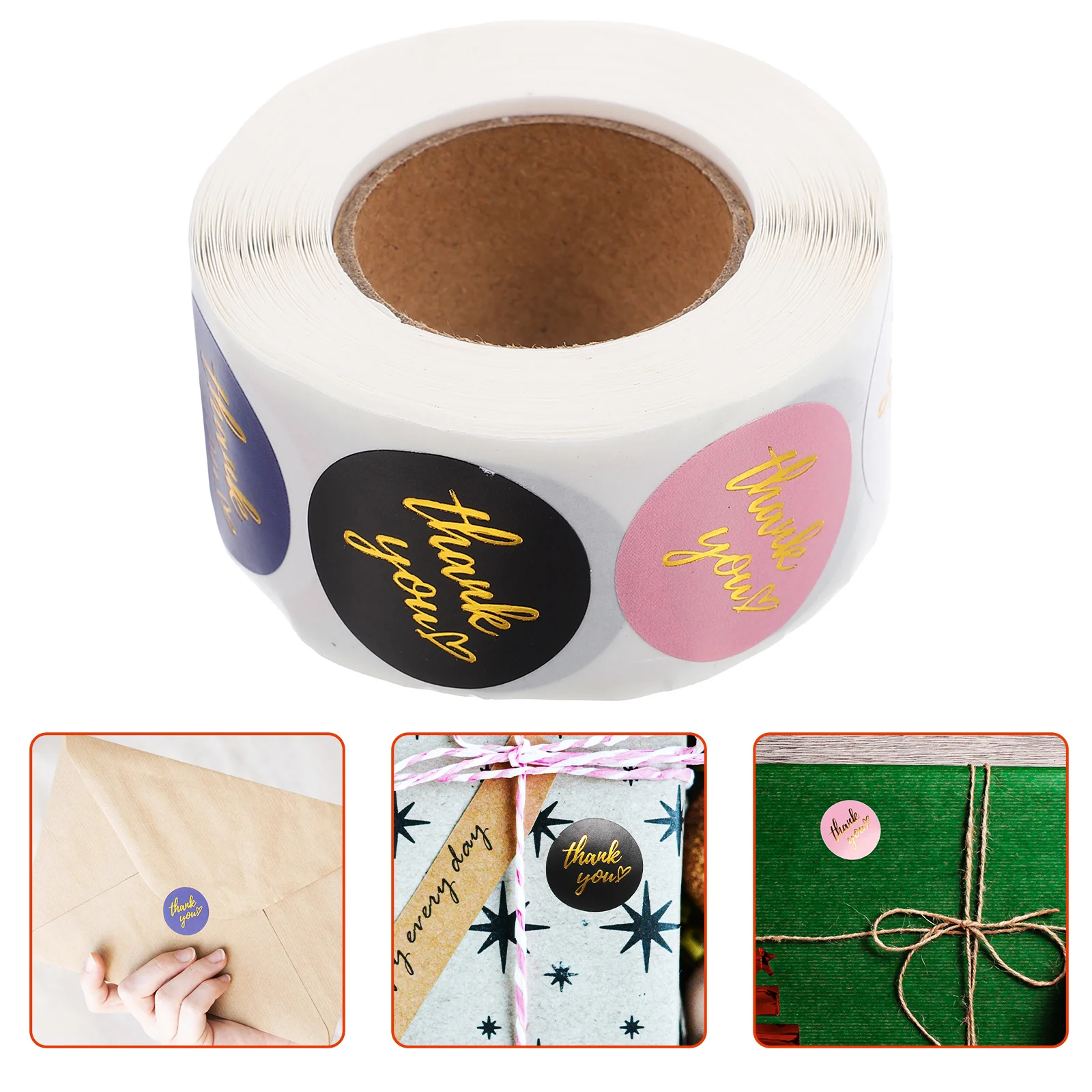 1 لفة مستديرة شكرا لك ملصق ذاتية اللصق ختم تسميات لصندوق الهدايا مخبز الغذاء حقيبة التفاف ورق مكتب كرافت ملصقات ديكور لتزيين الغرف