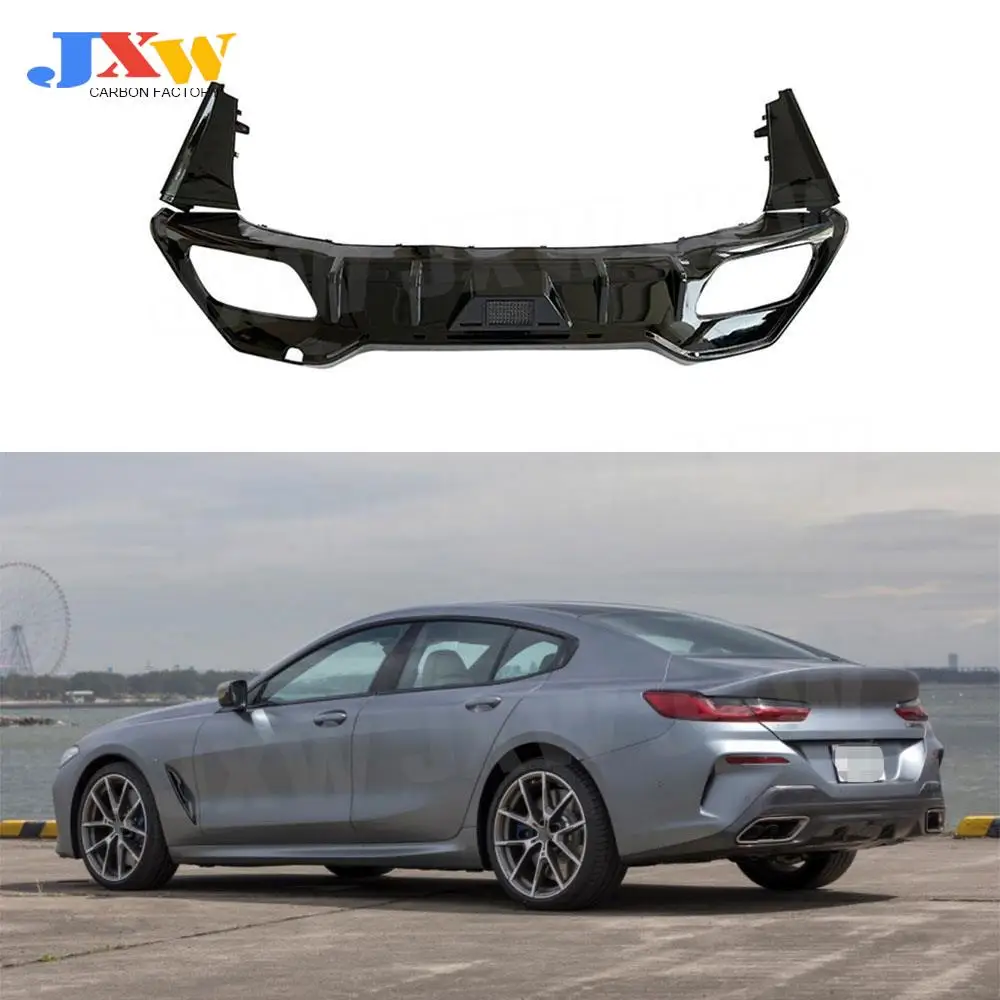 for BMW 8 Series G16 M Sport 4 Door 2021+ ABS Rear Bumper Diffuser Lip OO-OO With LED Light Rear Splitters Lip