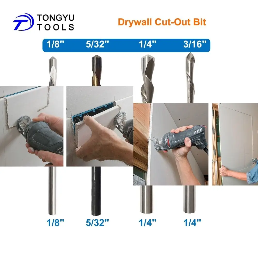 

Drywall Cut-Out Bit 1/8-1/4in HSS Downcut Spiral Zip Bit for Rotary Cut-Out Tools Gypsum Board Plasterboard