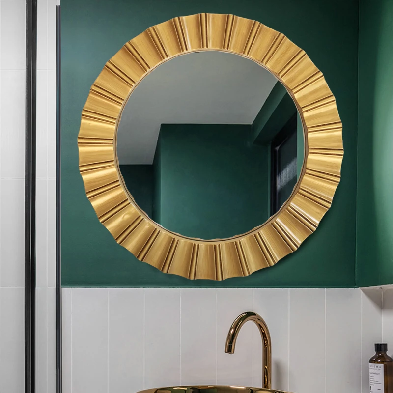 Circle Custom Makeup Gold Decorative Mirror Round Shower Shaving Decorative Mirror Vanity Arte De Pared Home Styling YX50DM