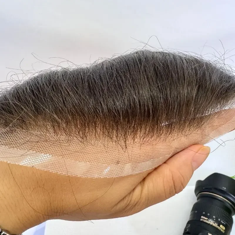 15cm Straight Man Toupee V Style Frontal Hairline for Men 100% Human Remy Hair Ultra Thin Skin PU Men's Capillary Prosthesis