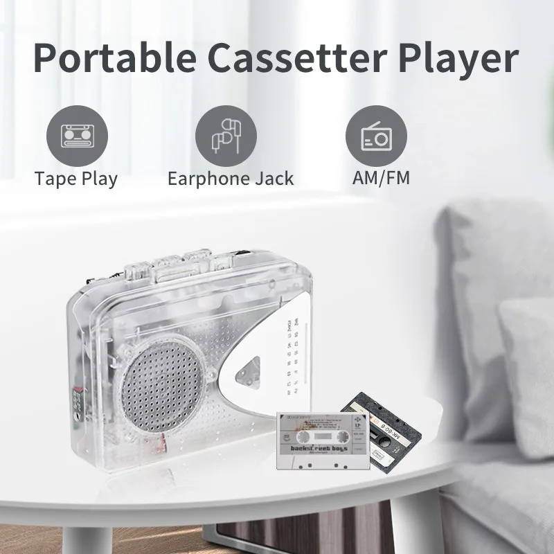 Cassette Player Transparent Stereo Tape Recorder With Fm Am Radio Built In Speaker Portable Audio Walkman