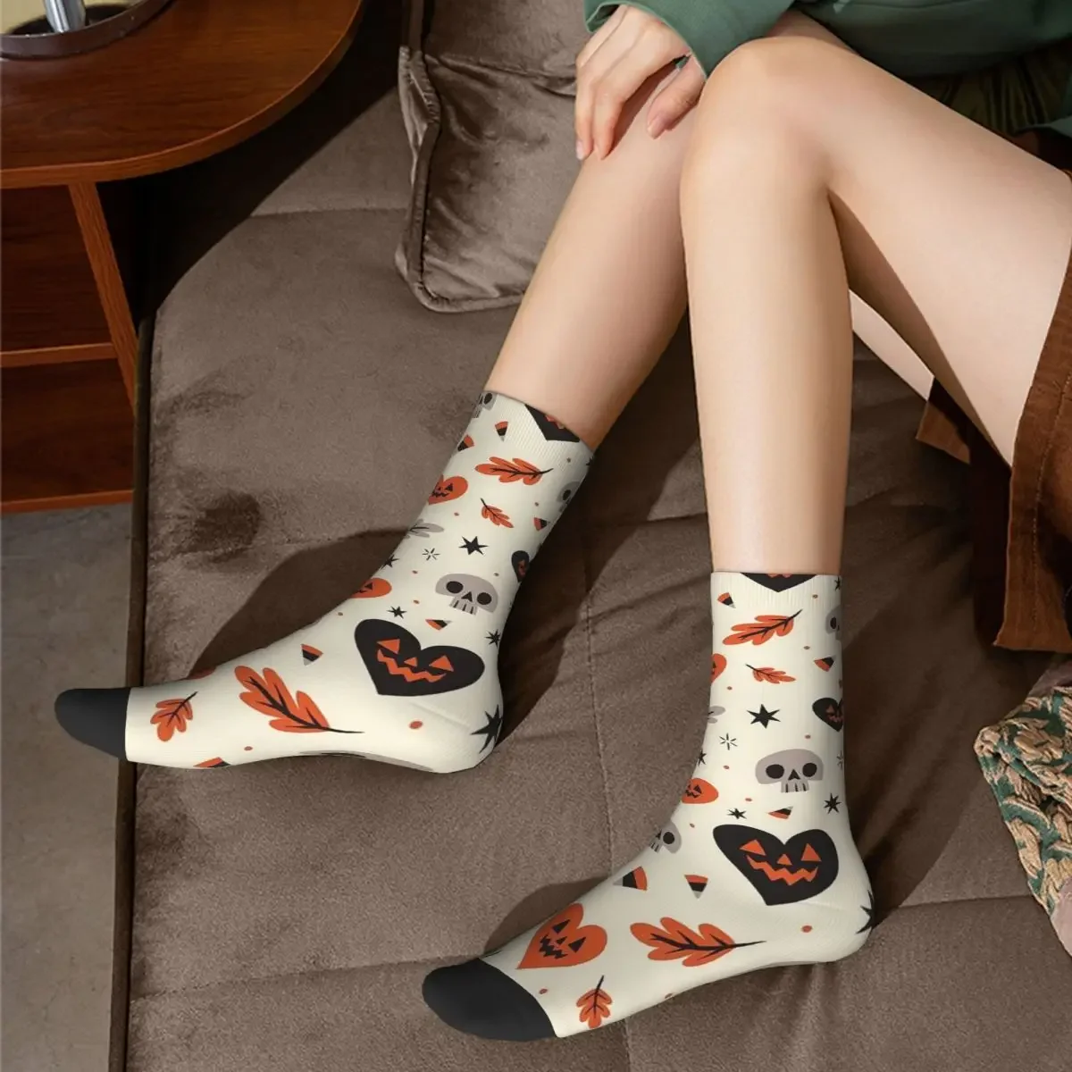 Ghost Pumpkin Halloween Socks Harajuku High Quality Stockings All Season Long Socks Accessories for Unisex Gifts