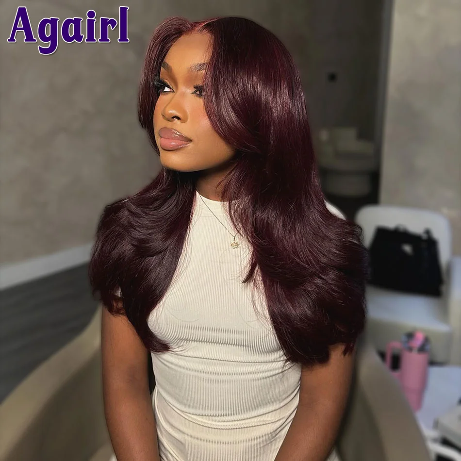 Dark Red 99J Burgundy 13x6 Body Wave Lace Frontal Wig Colored Ready Go 13x4 Lace Front Human Hair Wigs 5x5 Lace Closure Wig 200%