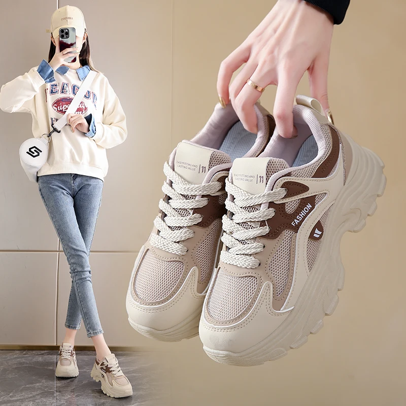

Breathable Mesh Platform Sneakers for Women 3cm Thick Sole Comfortable Walking Shoes Non Slip Fashion Athletic Footwear