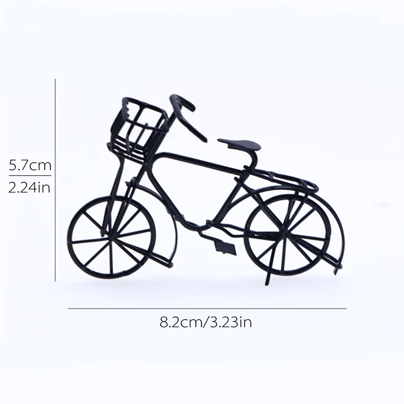 1Pcs Dollhouse Miniature Vintage Iron Art Alloy Bicycle Metal Bike Model Sculpture Retro Classic Handmade Collection Small Gift