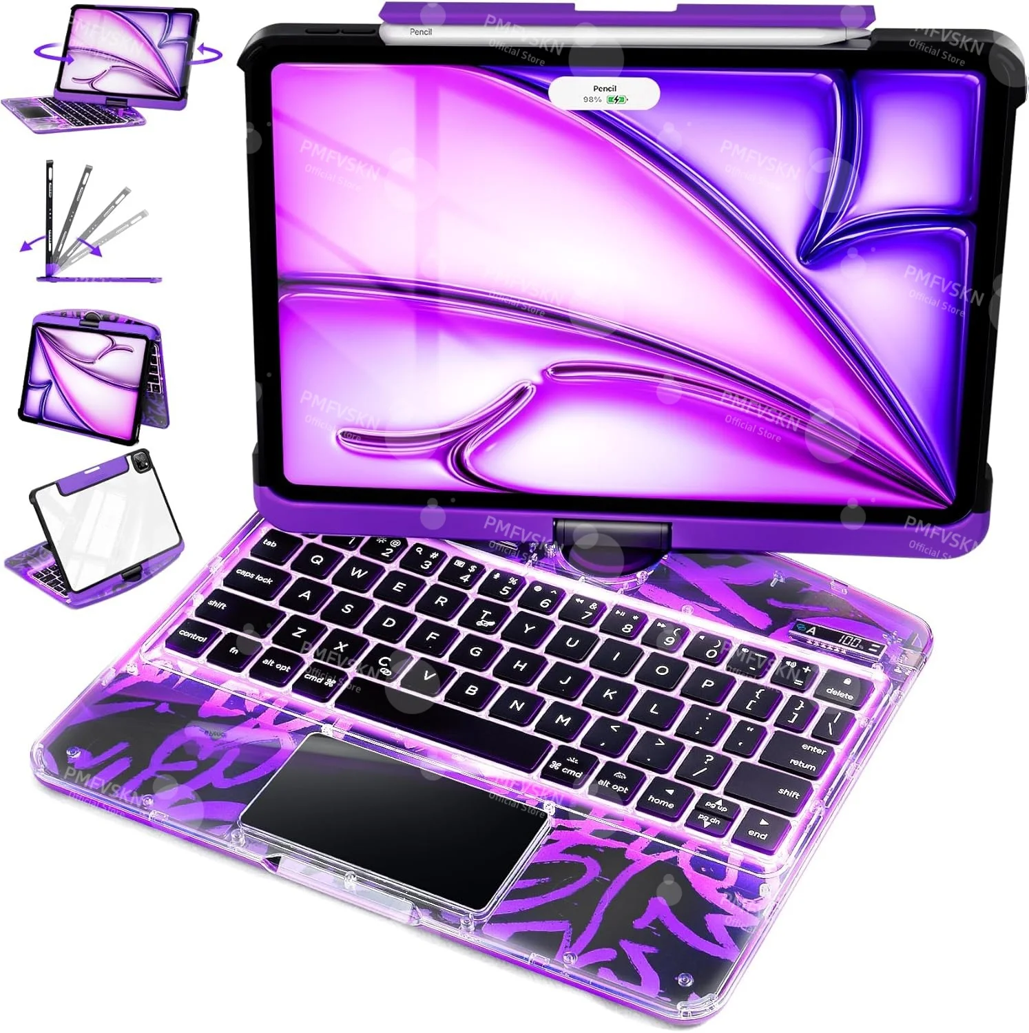 Backlit Magic Keyboard Case For iPad Pro 11 12.9 2018-2022 13 M4 2024 10th Gen 11th A16 iPad Air 5 4 6 7th Multi-Touch Trackpad