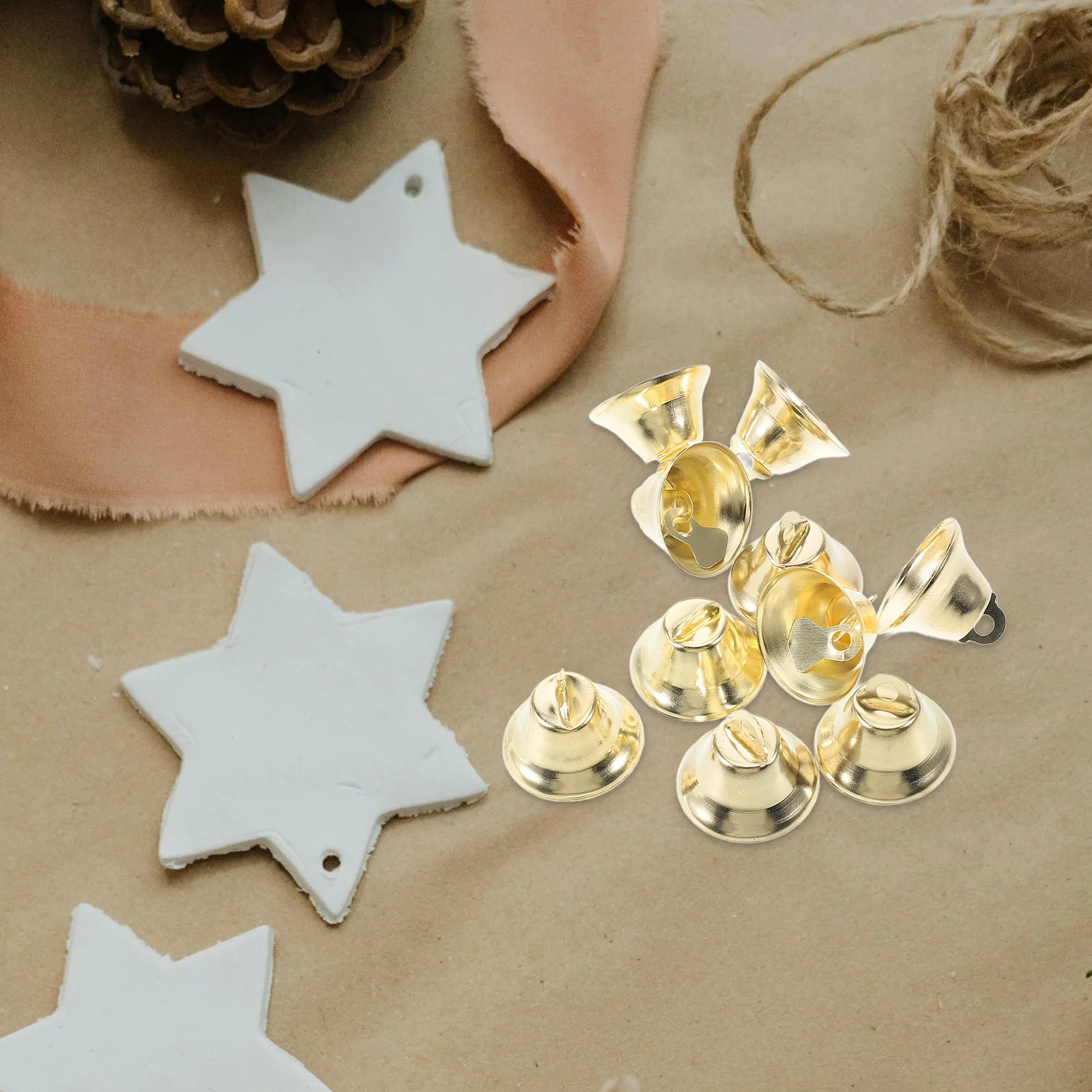

10Pcs Christmas Bells Gold Small Metal Jingle Bells Xmas Tree Hanging Decorations DIY Crafts Wall Gift Packaging