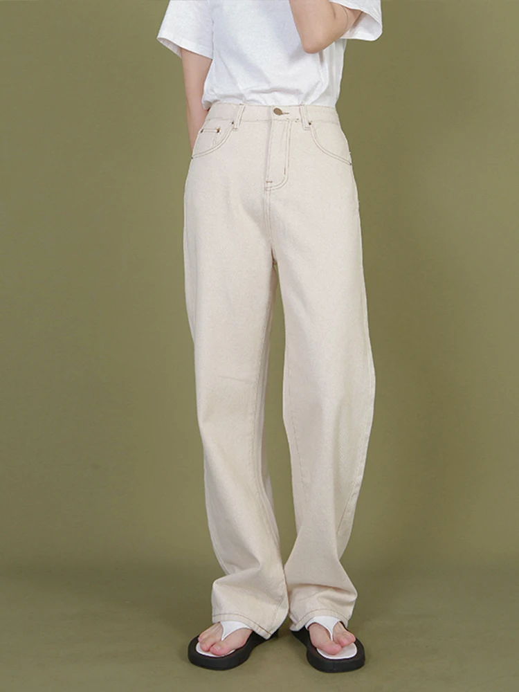 

Длинные прямые джинсы свободного кроя с высокой талией, женские джинсовые брюки из хлопкового семени длиной до пола, винтажные брюки Cleanfit Sle D2063