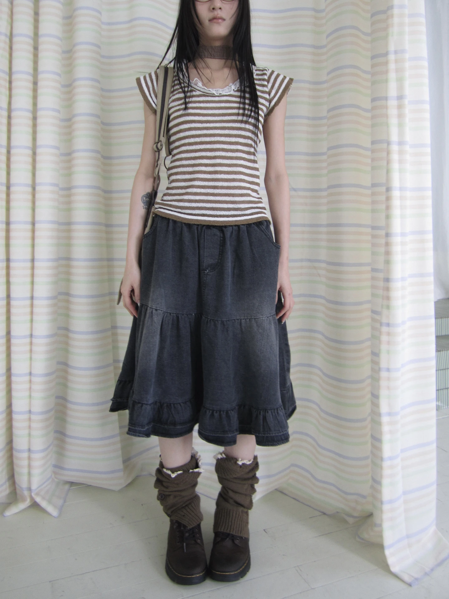 

Новая джинсовая юбка Angproject 328 в стиле ретро, белая, с эффектом потертости, А-силуэт, фасон «рыбий хвост», на резинке, в корейском стиле, для девочек и студенток