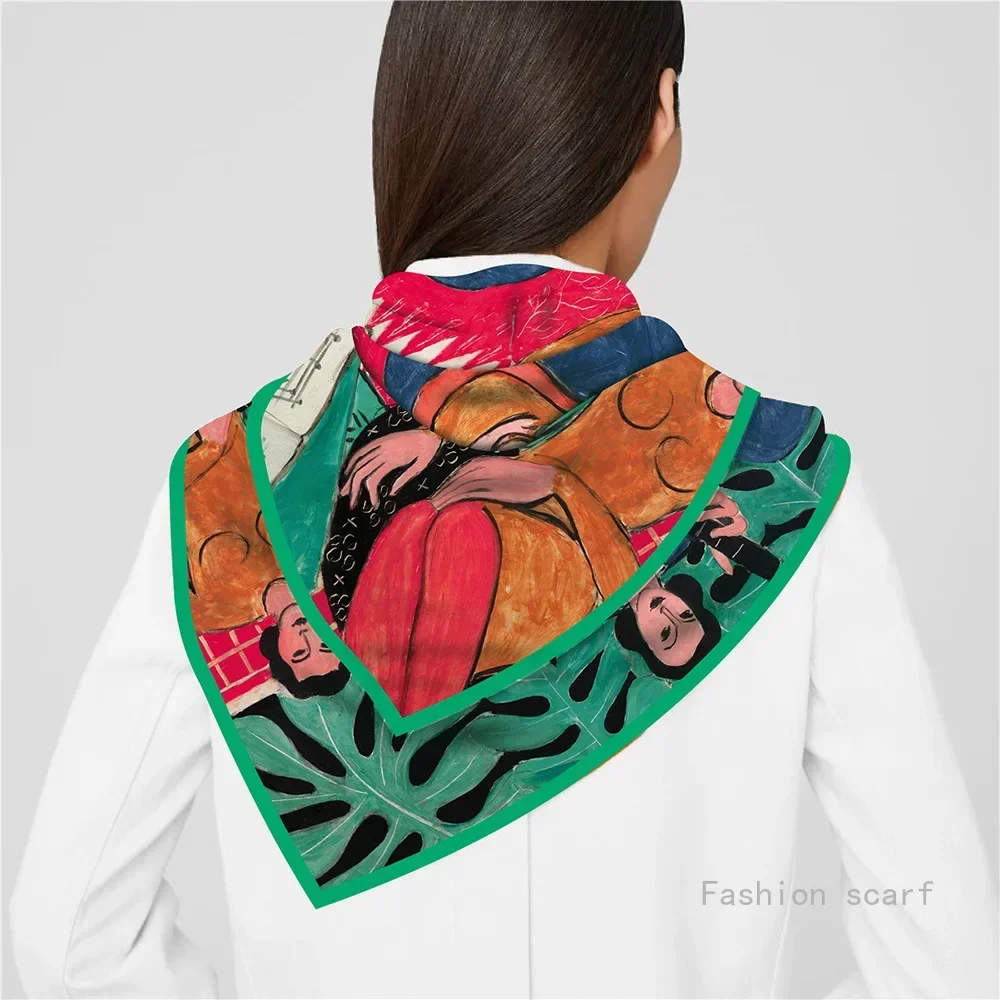 1PCFrench 90cm Matisse Oil Painting Music Fashion Shawl Large Square Scarf Headscarf Scarf Decorative Painting Wholesale