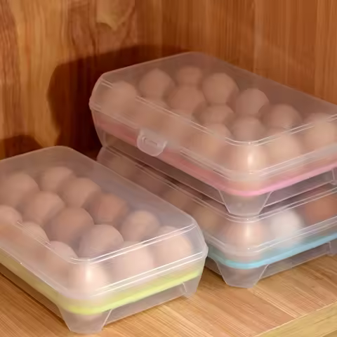 1PC 15 Grid Egg Storage Box Plastic Portable Fresh-Keeping Holder With Lid Transparent Anti-Collision Egg Box Food Container