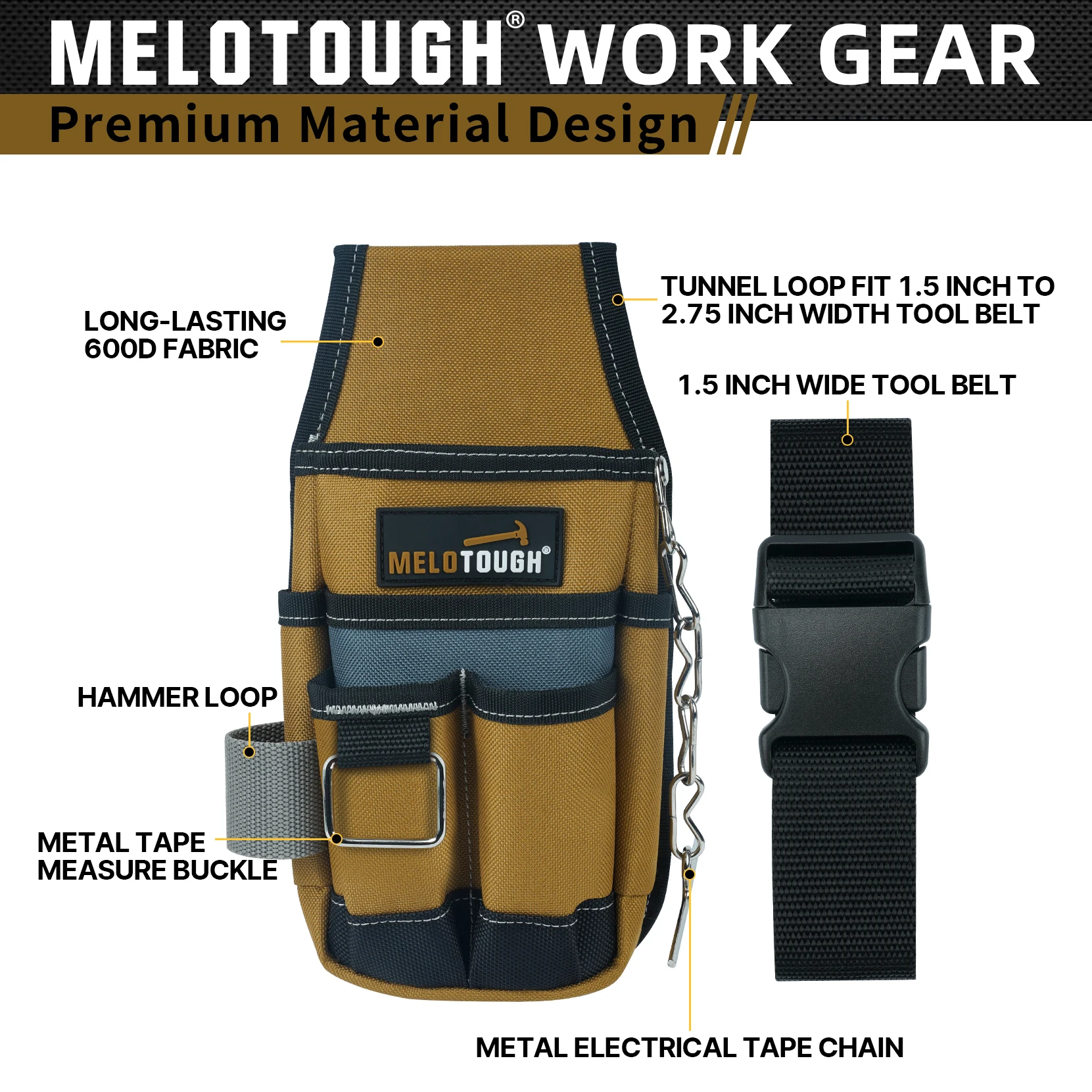 Pocket Tool Pouch Tool Belt Pouches with Belt Clip Utility Mini Tool Organizer Pouch for Electrician,Carpenter,Construction