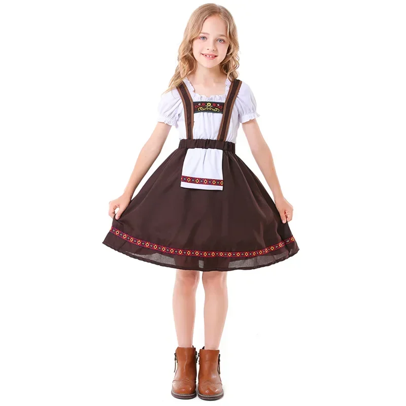 Oktoberfest-vestido Dirndl para niñas, Festival de la cerveza alemana bávaro, disfraz de sirvienta para niños, disfraz de cosplay, carnaval, fiesta de Halloween, vestido elegante