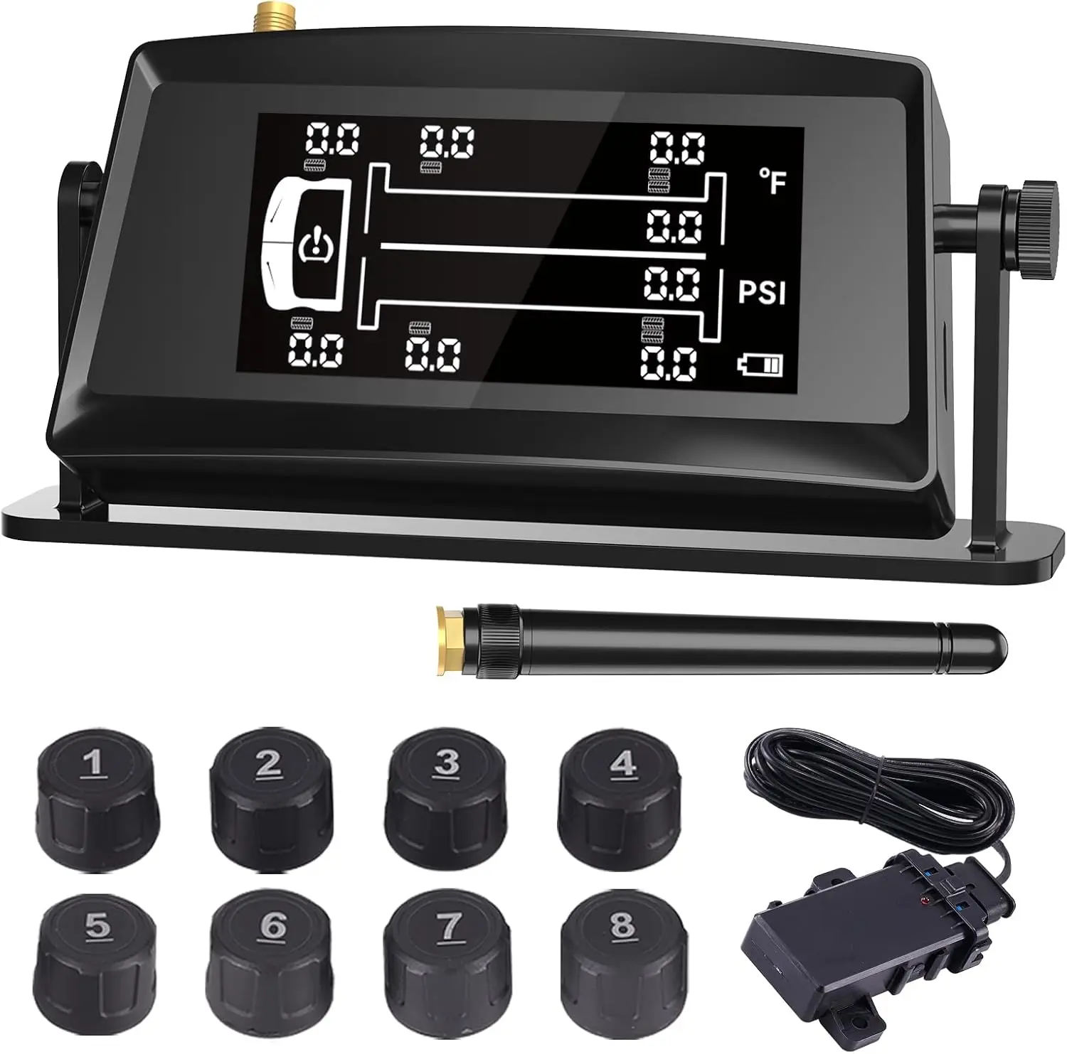 

Tire Pressure Monitoring System Trailer TPMS with 8 Theft Sensors Solar Power Tire Pressure Monitor for RV Trailers Trucks