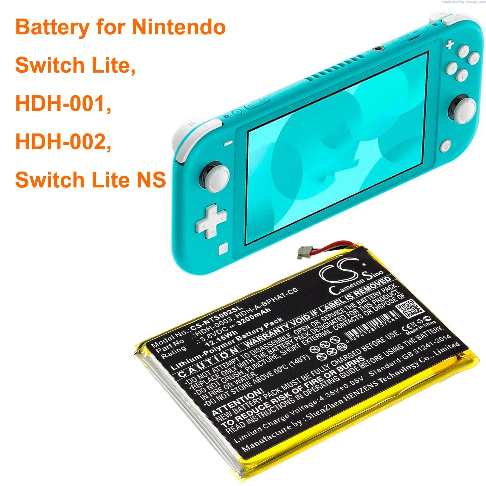 Cameron Sino 3.8V 3200mAh Game Console Battery HDH-003, HDH-A-BPHAT-C0 for Nintendo HDH-001, HDH-002, Switch Lite NS +TOOL