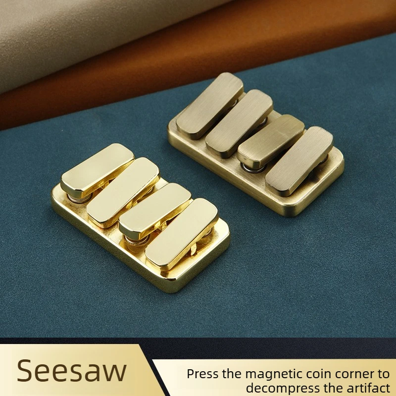 Metal Seesaw Magnetic Slider EDC Pocket Tool Tactile Clicker Hand Toy Magnetic Coin Decompression Handle