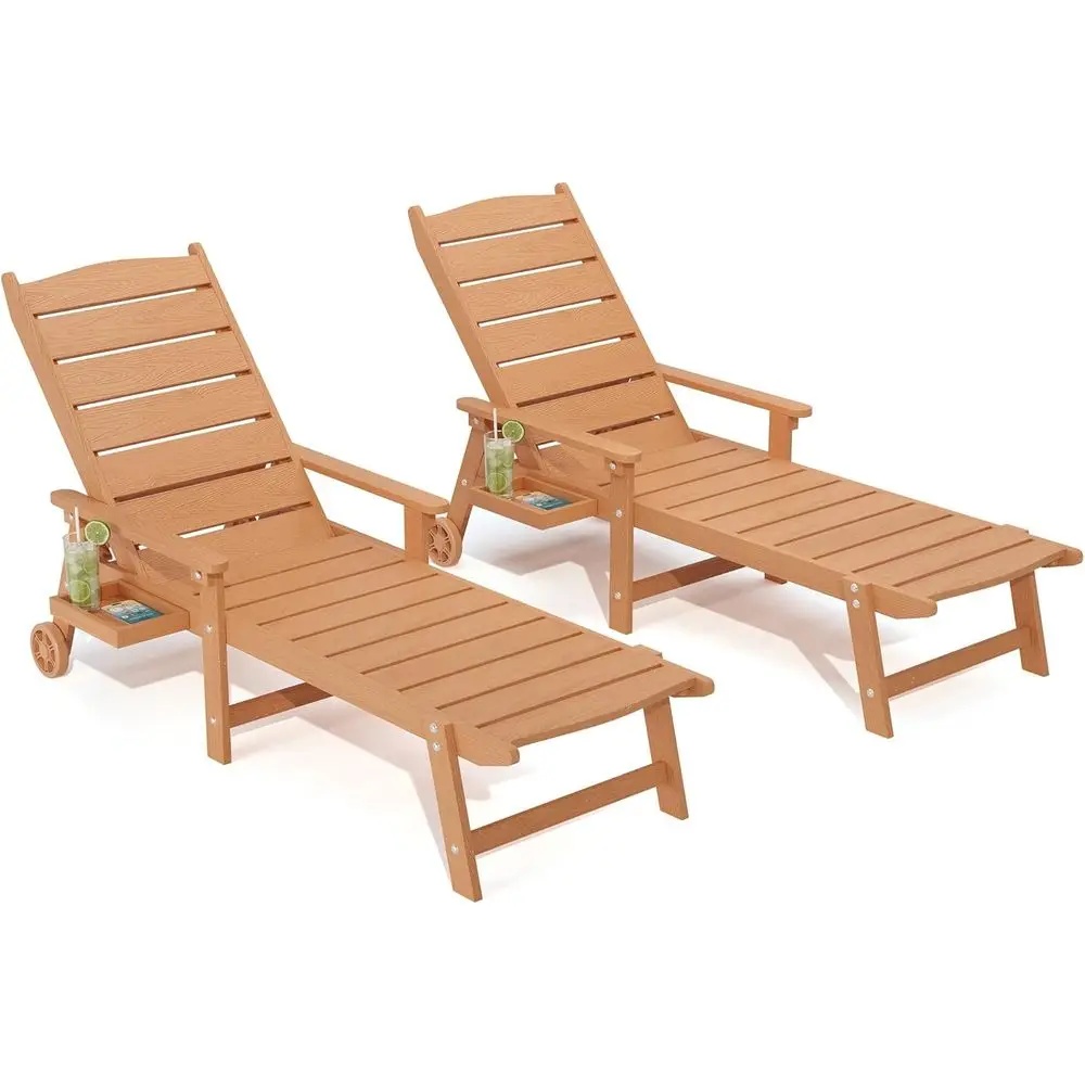 

Pool Lounge Chairs Set o 2, 6.3t ull-Length Patio Pool Lounge Chairs,5-Position Adjustable Backrest (lat Recline), lip-Down Side