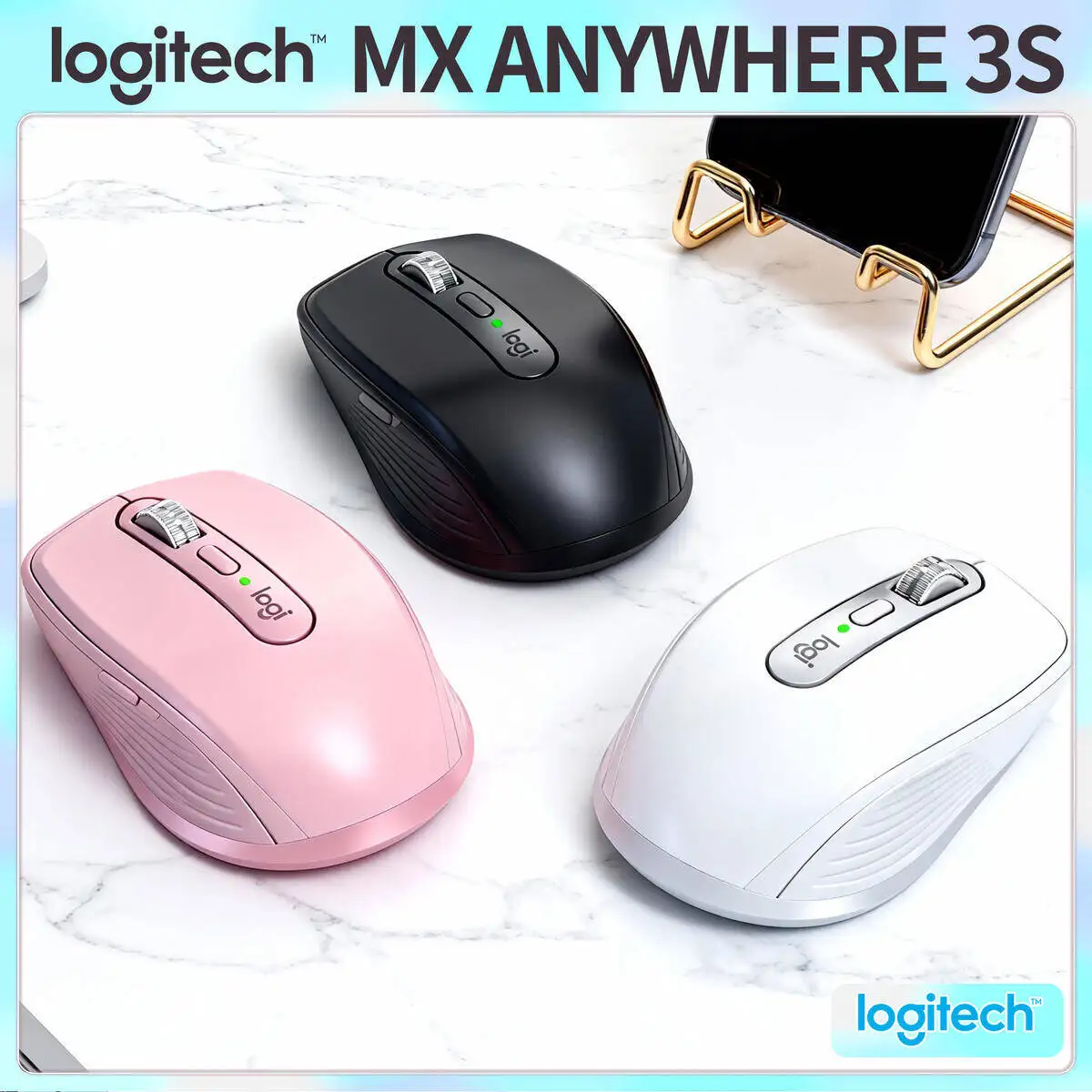 

Logitech MX Anywhere 3S Noiseless Wireless Mouse Quiet Scrolling Ergonomic Design Home Office