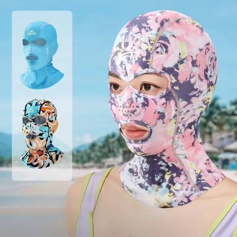 Unisex Outside Sporty Waterproof Ocean Sunscreen Swimming Caps Face Mask UV Light Prevent Sun Hats Breathable Head Protect Hoods