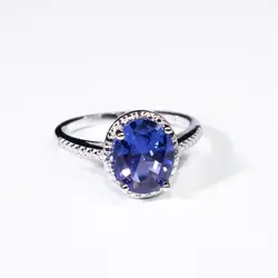 Nano Tanzanite Rings Oval 10*8mm Ring Prong Setting Paved Full Diamond for Woman