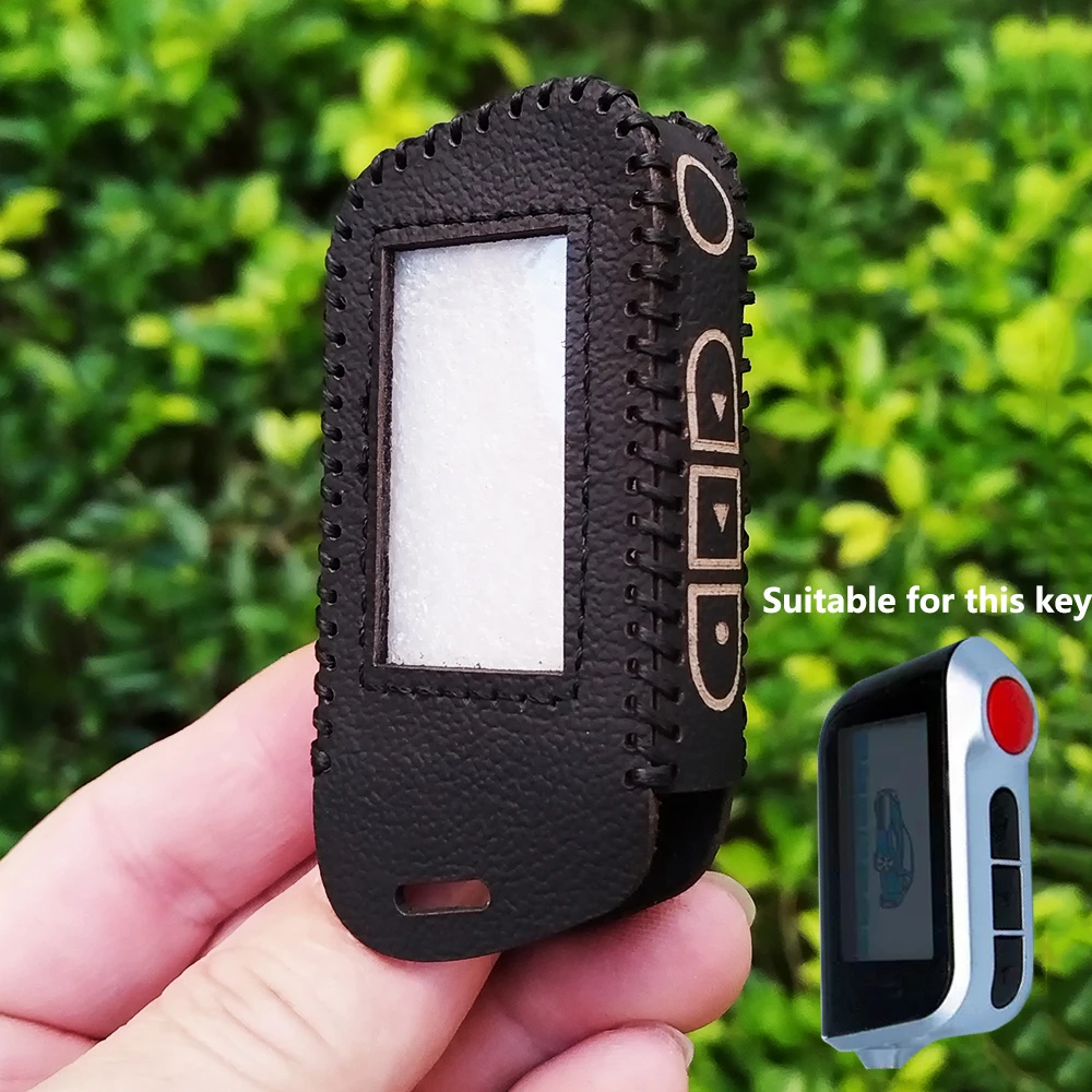 High Quality Genuine Leather Car Key Case For Starline A93 A63 Russian Version Two Way Car Alarm LCD Remote Controller Fob Cover