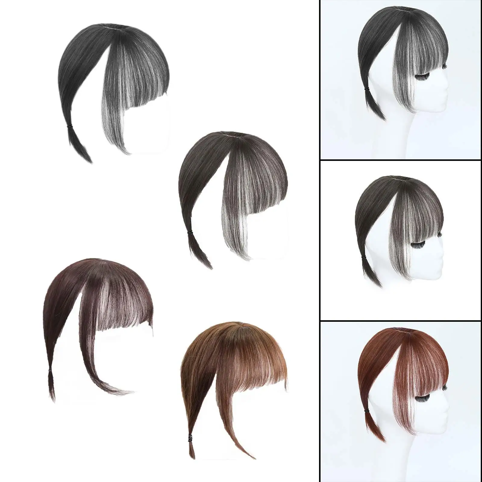 Franja de ar invisível franja com templos, franja com clipe, postiço falso, acessório para cabelo para festa, uso diário, trabalho