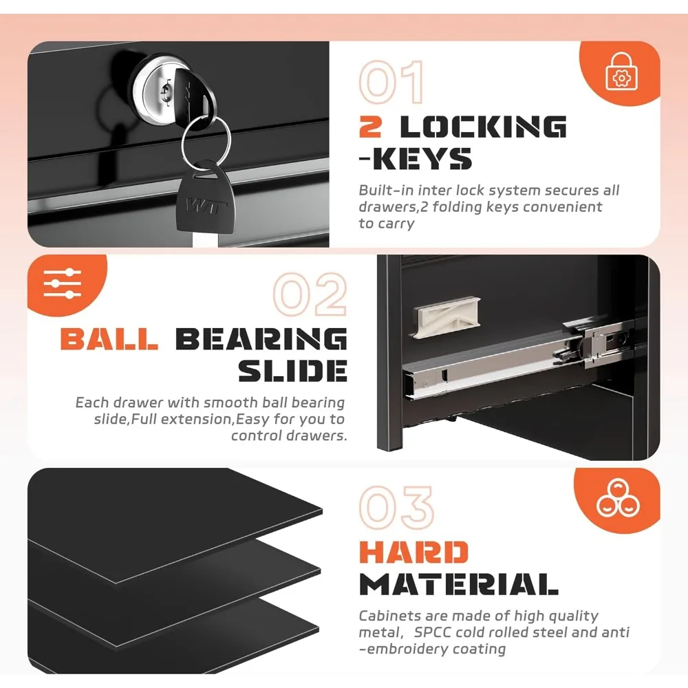 خزانة ملفات قفل معدنية سوداء ذات درجين للمكتب المنزلي، حل تخزين آمن مع آلية القفل #6