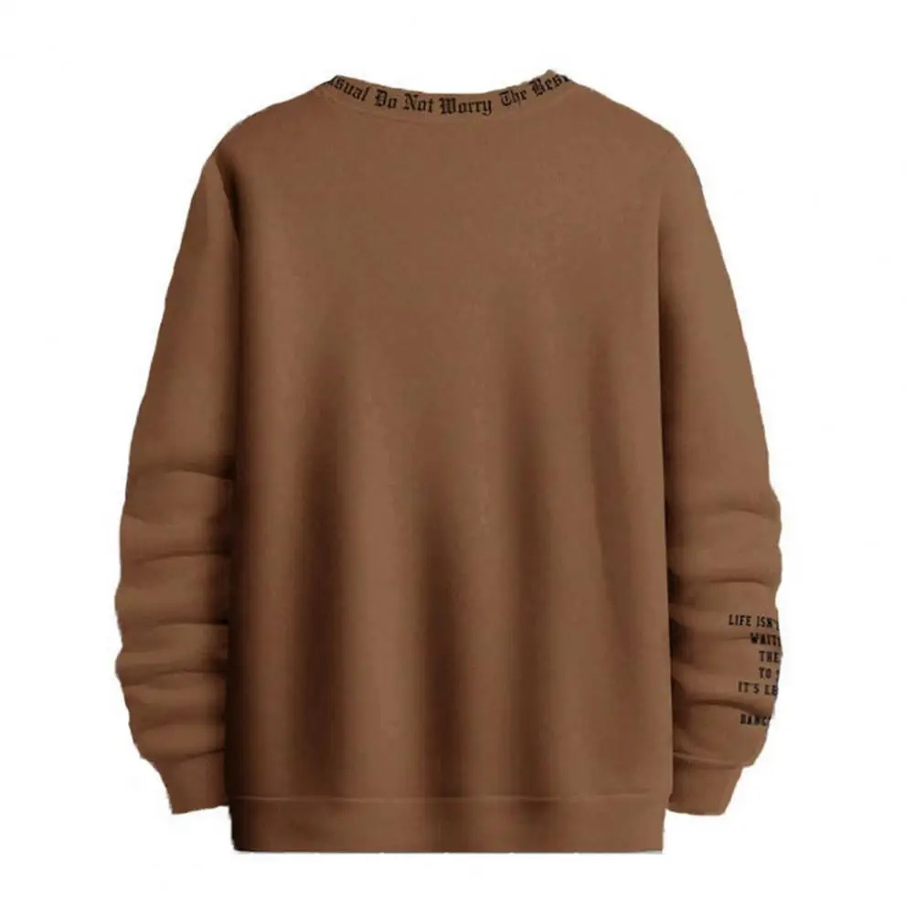 Jersey grueso y cálido para hombre, sudadera informal acogedora con cuello redondo, manga larga, estampado de letras, Ideal para Otoño e Invierno