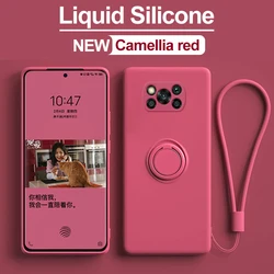 Custodia Poco X3 Pocox3 custodia porta anello in Silicone liquido originale per Xiaomi Poco X3 Pro Poco X3Pro Poco X 3 Pro NFC Cover protettiva