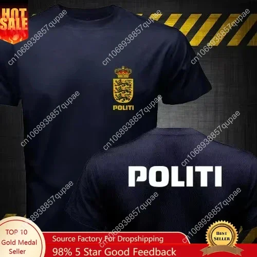 

New Dansk Danish Denmark Politi Unit Logo Men Tshirt 100% Cotton Shirts Manga Vintage Anime Clothes Harajuku Men's T-shirts Sale
