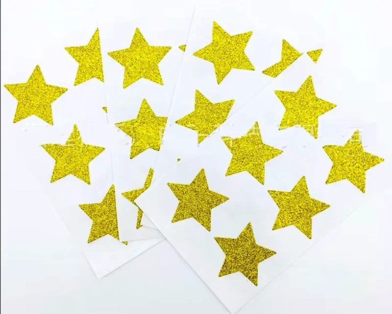 3.5cm Large Glitter Heart Star 4 sheets Self-Adhesive Sticker Craft Decals Kids Art Projects Classroom Rewards Party Decorations