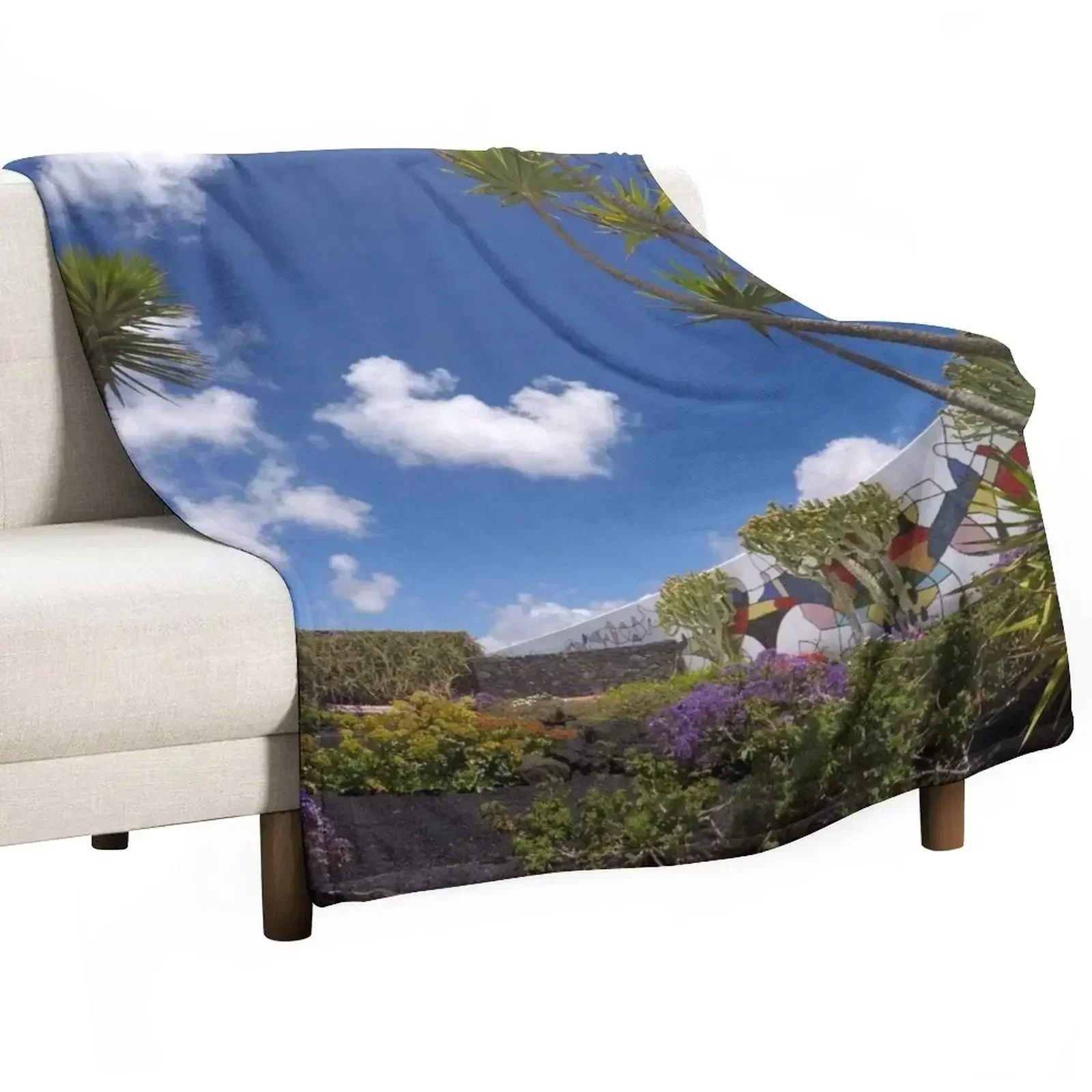 

New Cesar Manrique Fundacion Mural Wall Garden Throw Blanket Flannel For Sofa Thin Multi-Purpose Blankets