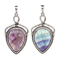 Natural Crystal Stone Water Drop Pendant For Women DIY Necklace Amethyst Rose Quartz Lapis Lazuli Opal Pendant Jewelry No Chain
