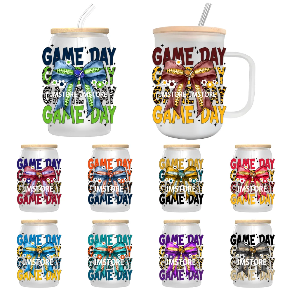 

Leopard Game Day Football Coquette Bow Sport UV DTF Transfer Stickers Decals For Libbey Cold Cup Mugs Tumbler Waterproof Labels