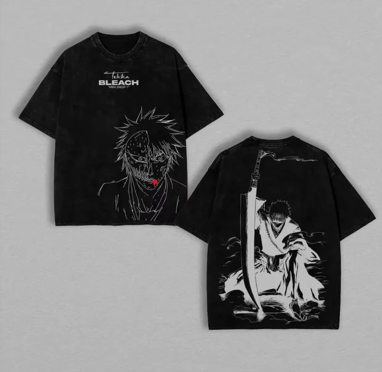 Anime Bleach Urahara Kisuke Peripherals Vintage Washed Cotton T-shirt Streetwear Fashion Men Women Oversized Top Summer New Tee