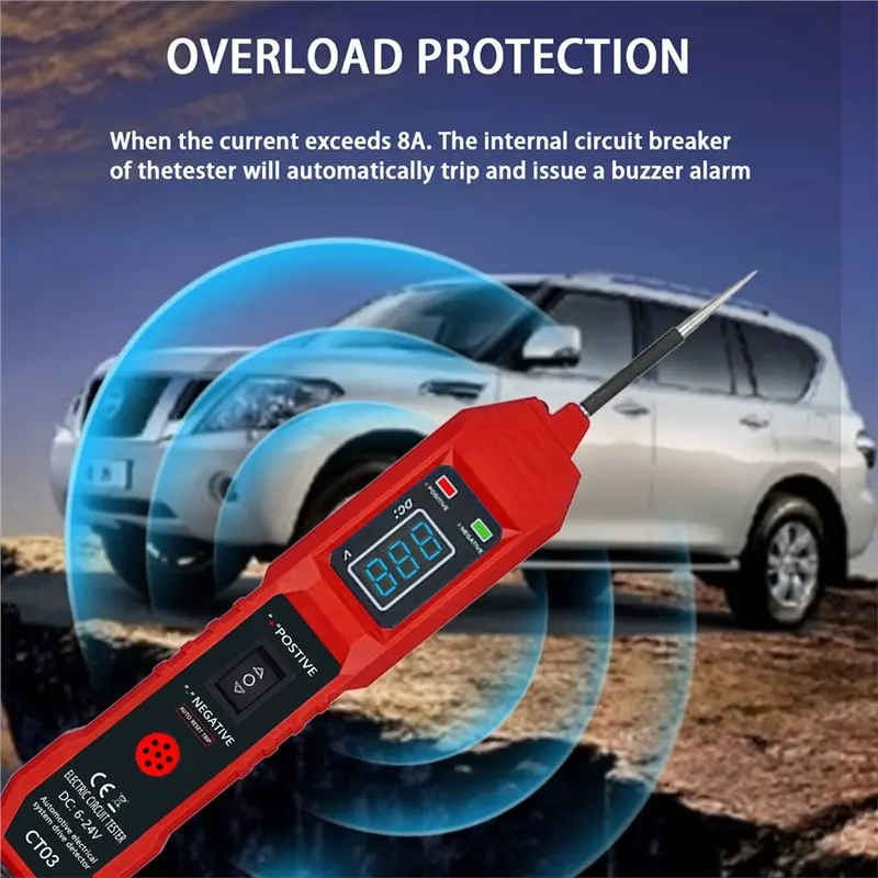 Car Circuit Tester With For 3.5-36V DC LED Voltage Display For Power Probe Kit Vehicles