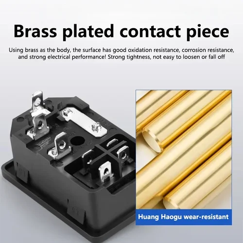 Imagen 2 del producto 5/20 piezas enchufe de alimentación de CA interruptor basculante IEC 320 C13 C14 conector eléctrico macho hembra de 3 pines con fusible de 250V 10A y lámpara roja